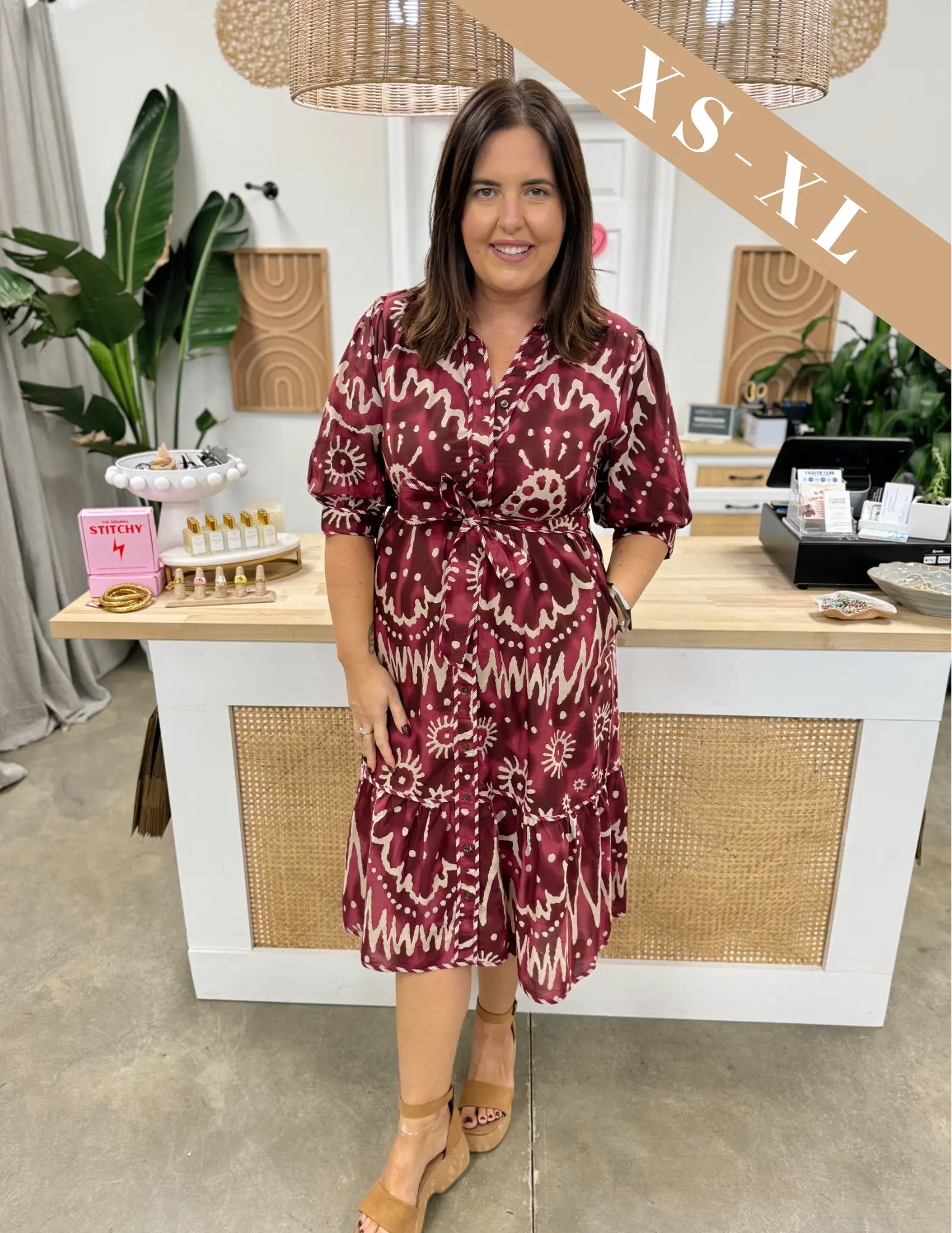 The Cranberry Arita Print Midi Dress