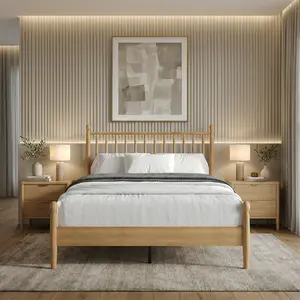 Favorer Downey Solid Wood Platform Bed With Spindle Headboard, No Box Spring Required