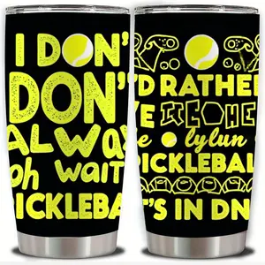 20oz Pickleball Fun Quotes Stainless Steel Tumbler, Double Wall Vacuum Insulated Travel Mug, Spill Proof Lid and Straw, Perfect Gift for Dad, Mom, Ideal for Christmas, Thanksgiving, Valentine's, Mother's, Father's Day, Gift for Birthday, Coffee Cup