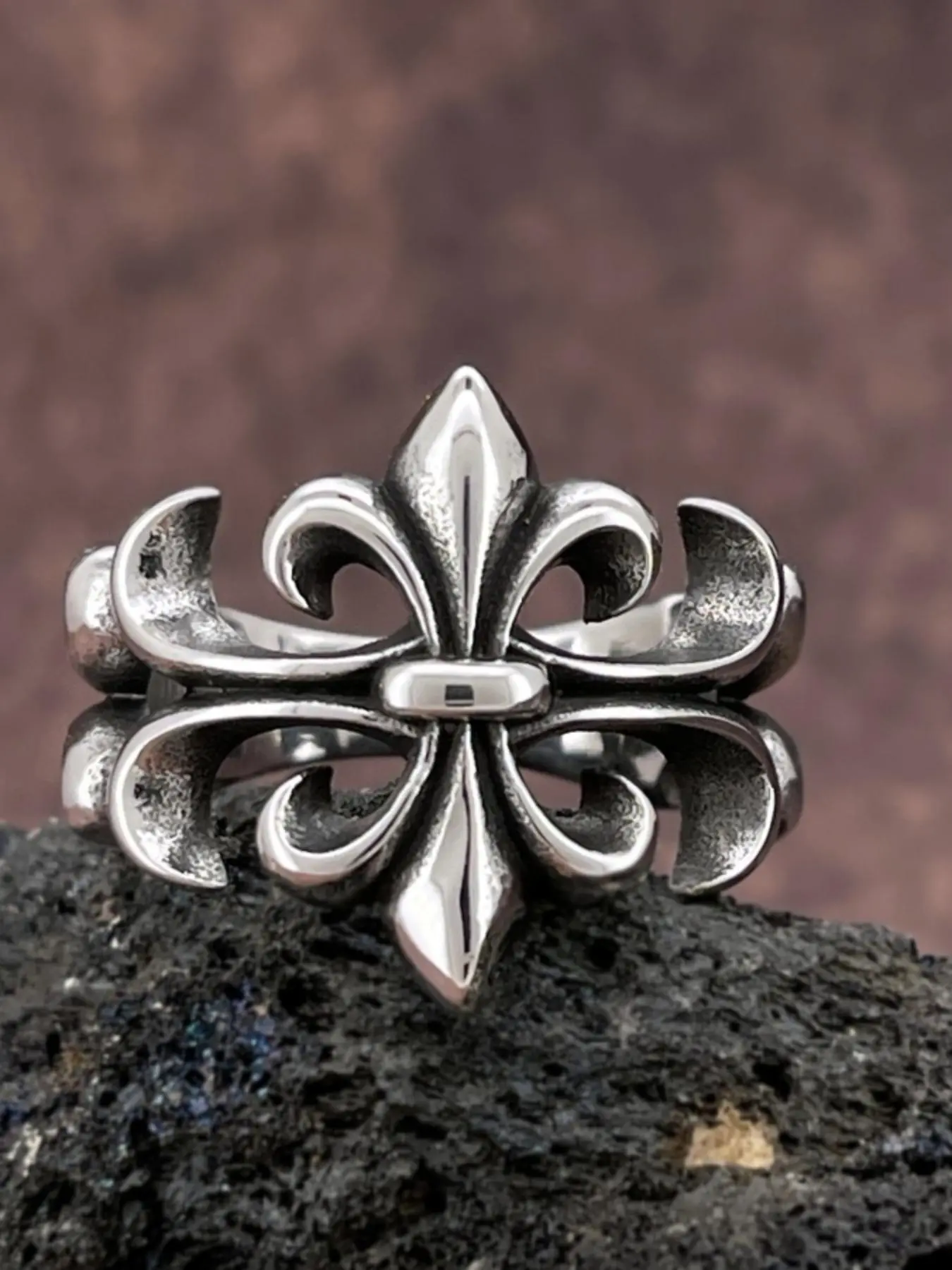 Flower Design, Fashion Accessories for Both Men & Women, Trendy All-match & Exquisite Vintage Stainless Steel Rings Jewelry for Birthday Gift, Punk Style Ring, Metal Rings, Trendy Jewellery Accessories