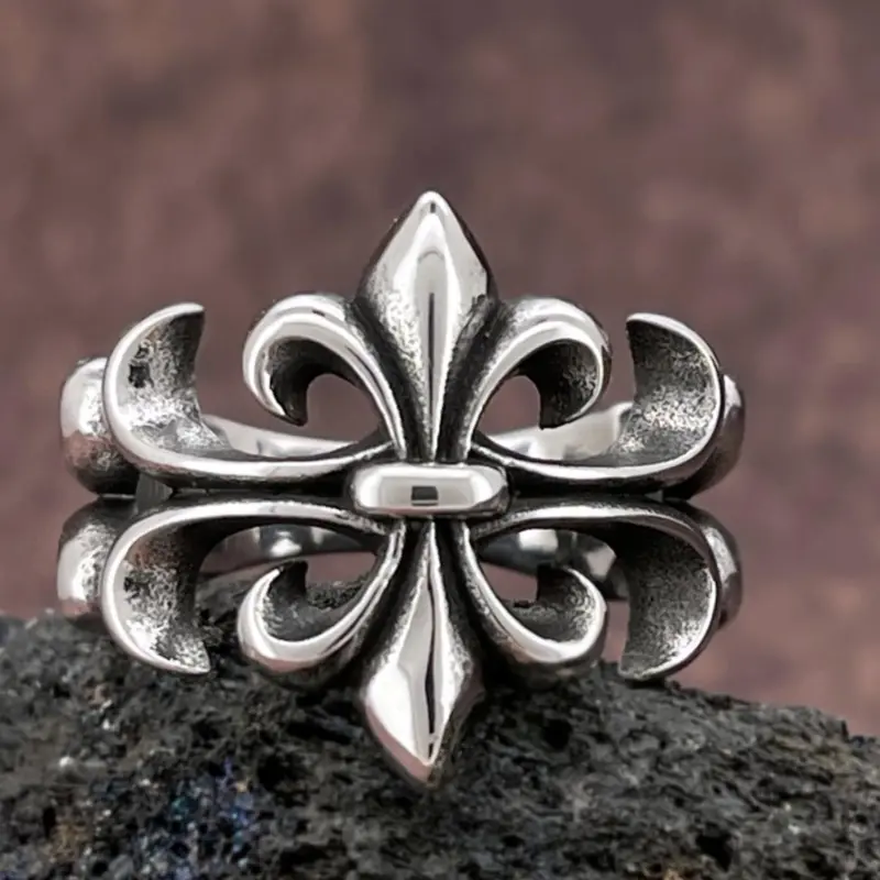 Flower Design Ring, Fashion Accessories for Both Men & Women, Trendy All-Match & Exquisite Vintage Stainless Steel Ring for Birthday Gift, Punk Style Metal Ring, Trendy Jewelry Rings, Trendy Jewellery Accessories