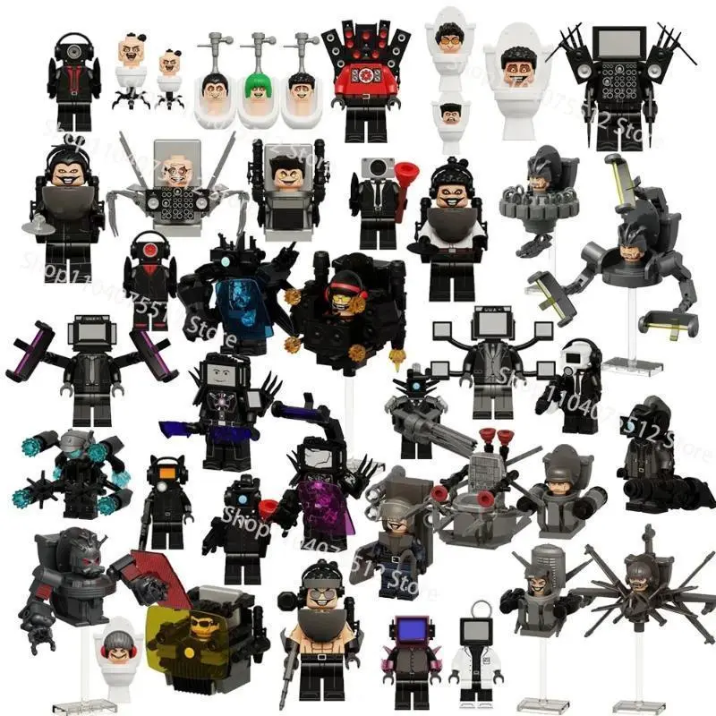 KDL837 New Skibidi Toilet Man Cartoon Bricks Mini Puzzle Assemble Compatible Movable Action Figures Model Toys Building Blocks
