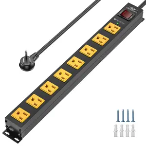 CRST Heavy Duty Metal Surge Protection Device, 8-Wide Spaced Outlet Mountable Power Strip with 6FT Flat Plug Cord, Mounting Kits - UL Listed Aluminum Alloy, Protection, Power Distribution for Tech Accessories