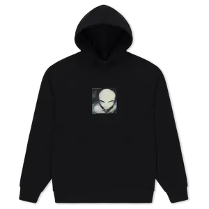 Women's Pre-Printed "Spacing Out" Graphic Hoodie - Casual Pullover Tops, Black Long-Sleeve Cotton-Polyester Clothes