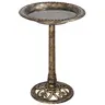 Segawe Rustic Bird Bath - 20"(diameter)x28.18"(h) Brass Pedestal, Antique Effect Resin Pet Supply, 4.4 lbs Low-Maintenance, 20" Wide Bird Bowl, 0.8 gal(3.03 L) Frostproof Portable Backyard Accessory