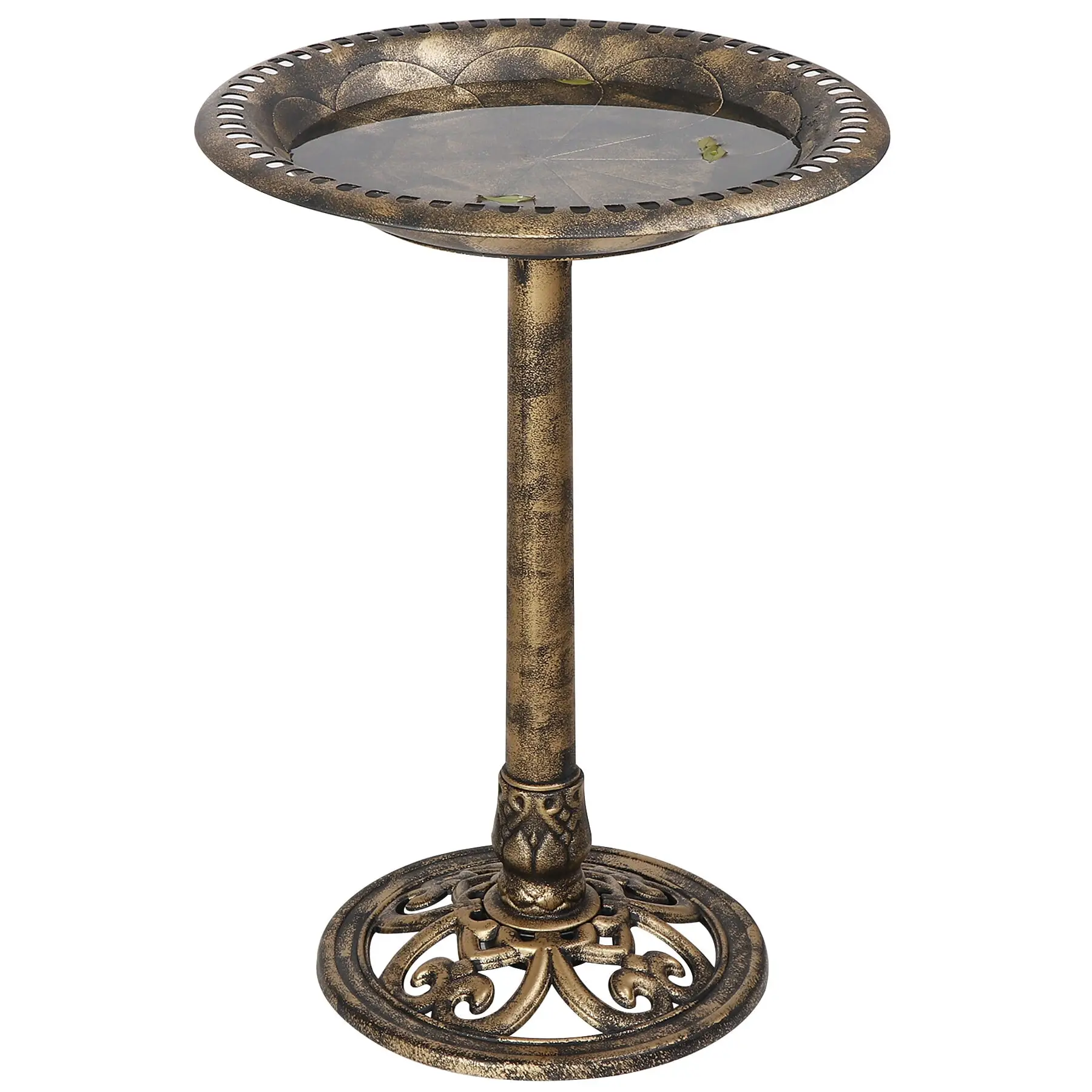 SEGAWE Birdbath 28" Height Pedestal Antique Outdoor Garden Decor Vintage Yard Art (Brass)
