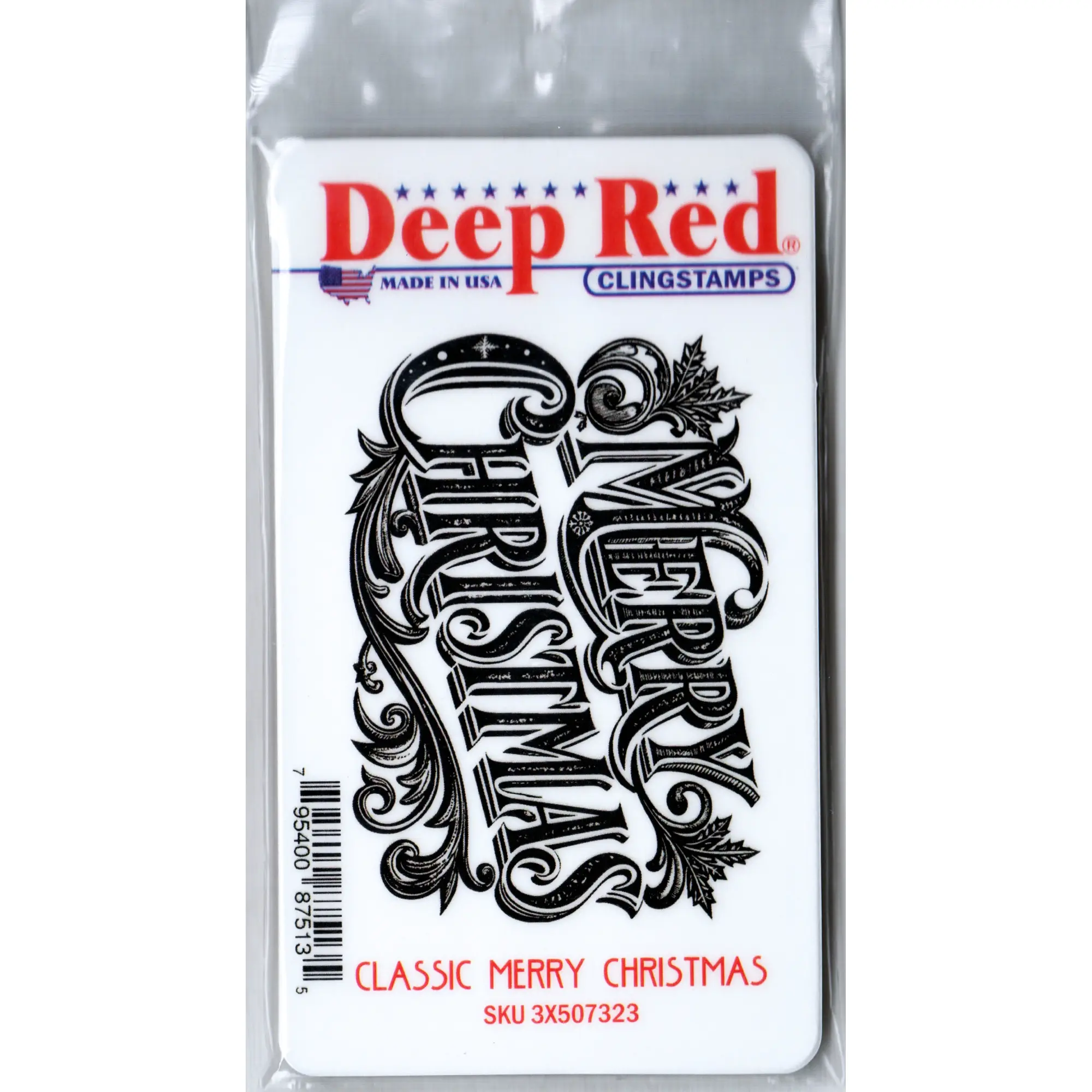 Classic Merry Christmas Rubber Cling Stamp