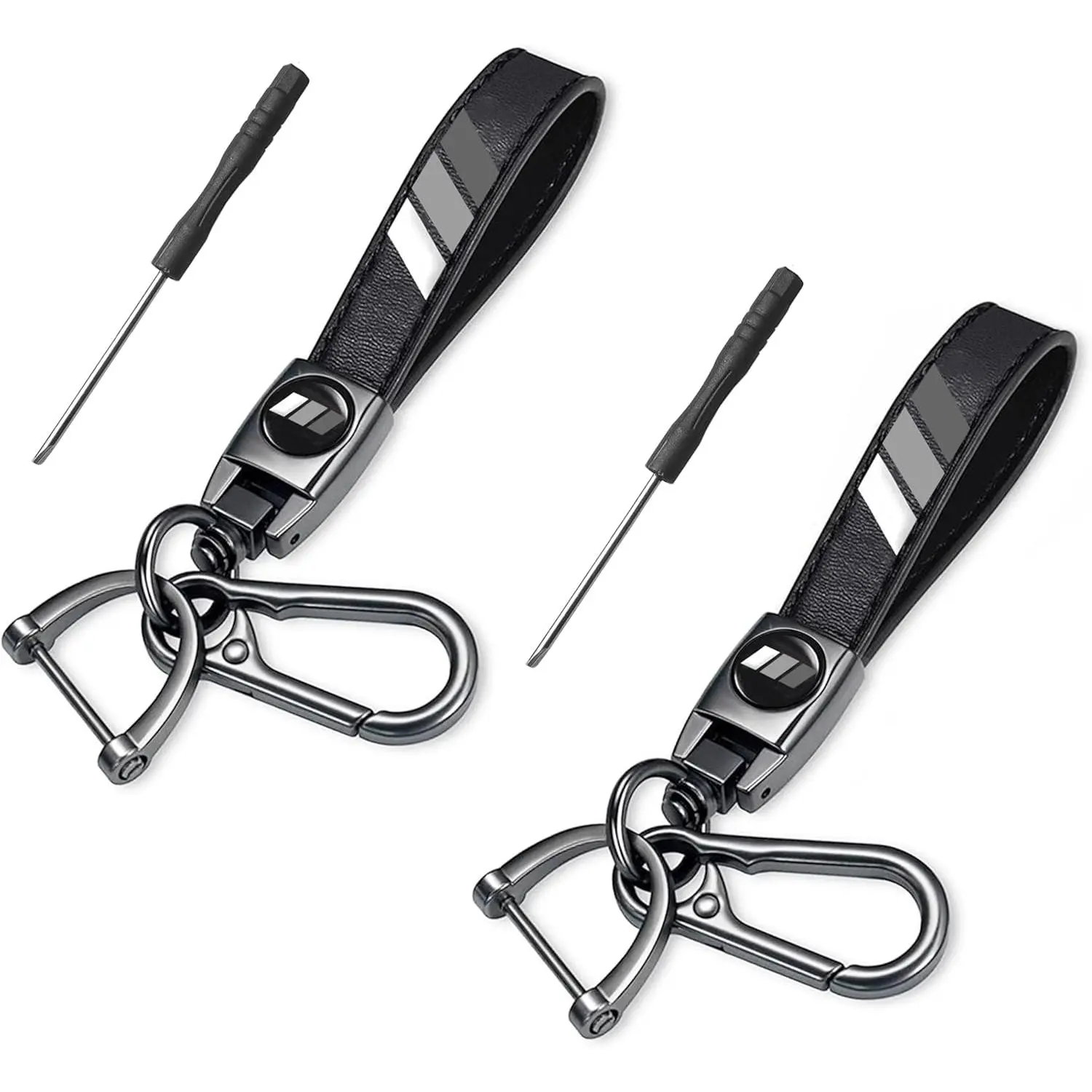 YOSRTER 2PCs Leather-Aluminum Alloy Keychain with Key Ring, Car Interior Accessory for Toyota Tacoma, 4Runner, Tundra TRD, Camry, Rav4 – Ideal for Birthday, Christmas Gifts for Friends, Dad, Husband