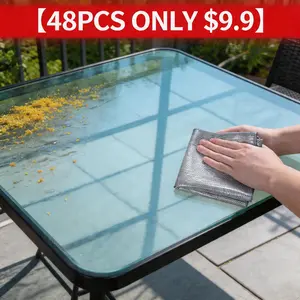 【48PCS ONLY $9.9】Outdoor Glass Table Cleaner | Wire Cloth Magic Wipe Pollen & Water Spots | Scratch-Free Patio Cleaning Rags