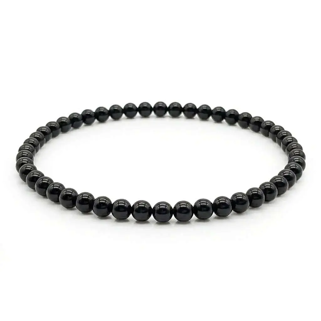 4mm Shungite Beaded Bracelet — Grounding and Protection Crystal Jewelry