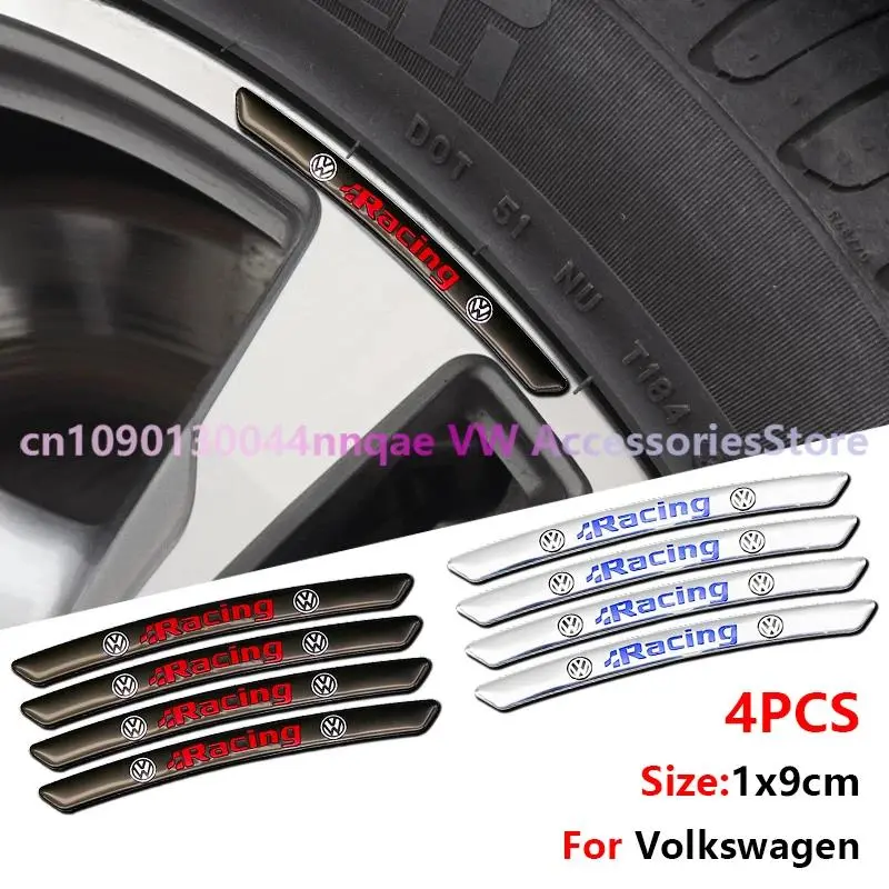 Aluminum Car Wheel HUB Badges Stickers Set, Fits Volkswagen Golf R Gti Touareg Jetta CC Polo Tiguan Passat Models, 4/8 Pieces