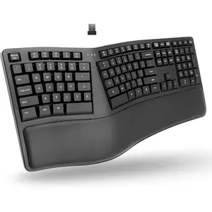 Keyboard with Cushioned Wrist Support - Type Comfortably  -  Split Keyboard for Laptop, PC & Chrome  with 110 Ergo  & 5ft