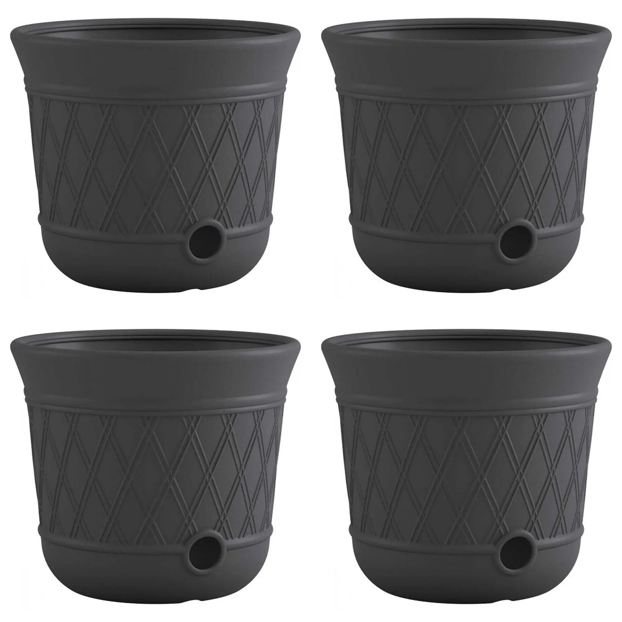 Suncast 14'' x 12" Decorative Hideaway Garden Hose Storage Pot, Gray (4 Pack) Suncast 14'' x 12" Decorative Hideaway Garden Hose Storage Pot, Gray (4 Pack)