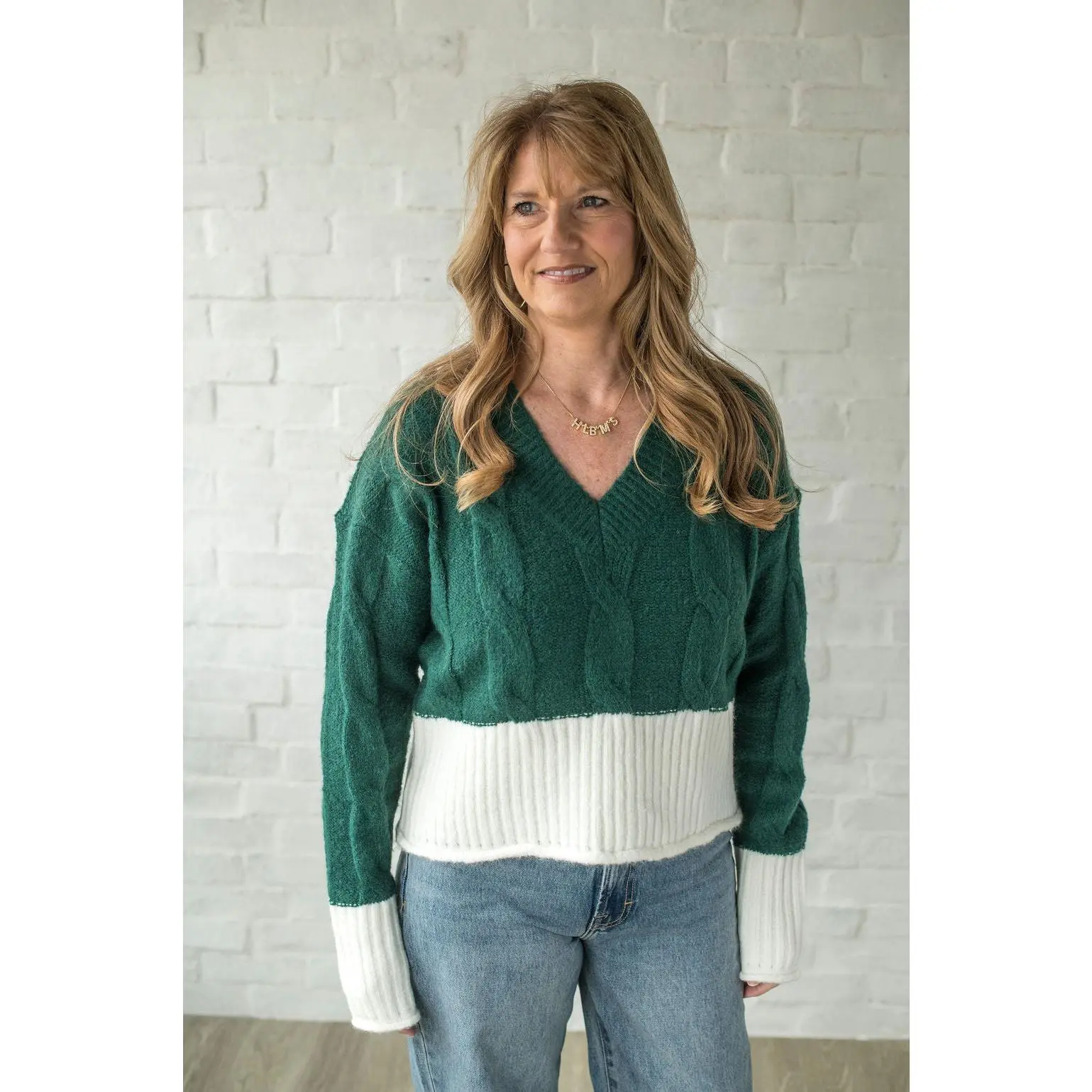 Hunter Green Cable Knit Sweater