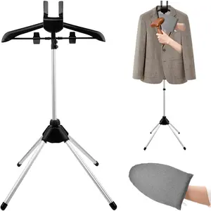 Adjustable Garment Steamer Stand with Clothes Hanger Mini Grey Ironing Board Portable Ironing Accessories for Handheld Clothes Steamer