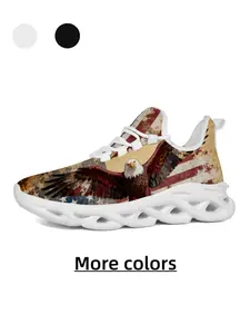 Unisex Vintage Eagle USA Flag Trendy Casual Sneakers - Skin-Friendly Mesh, High Elastic Shock-Absorbing & Non-Slip for Daily Commute & Outdoor Wear
