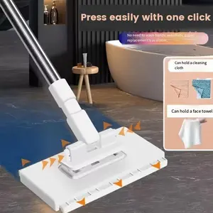 No-Wash Disposable Flat Mop | Hands-Free Replacement Design | Dry & Wet Dual-Use | 10 Reusable Pads Included | Heavy-Duty Floor Cleaner Tool Perfect for Bathroom, Kitchen & Tile Floors