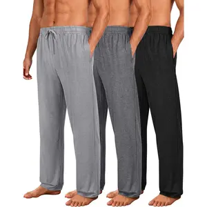 3 Pack Mens Pajama Pants Ultra Soft Comfy Lounge Pants Lightweight Loungewear Sleepwear with Elastic Waist and Pockets