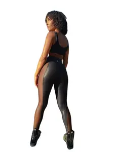 TheDriveClothing DDD Side Mesh Faux Leather Leggings – Women’s High Waisted Booty Scrunch Gym Pants, Squat Proof Y2K Streetwear Activewear, Edgy Biker Workout & Casual Outfit