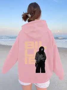 Women's Billie Graphic Hoodie, 100% Polyester Winter Pullover, Comfortable Casual Sweatshirt for Party Office Daily Wear