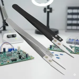 Precision Anti-Magnetic Non-Conductive Ceramic Industrial Tweezers for Electronics Repair, Jewelry Making, Lab & DIY. High Temperature Resistant Fine Point Tools for Crafting and Detailed Work.
