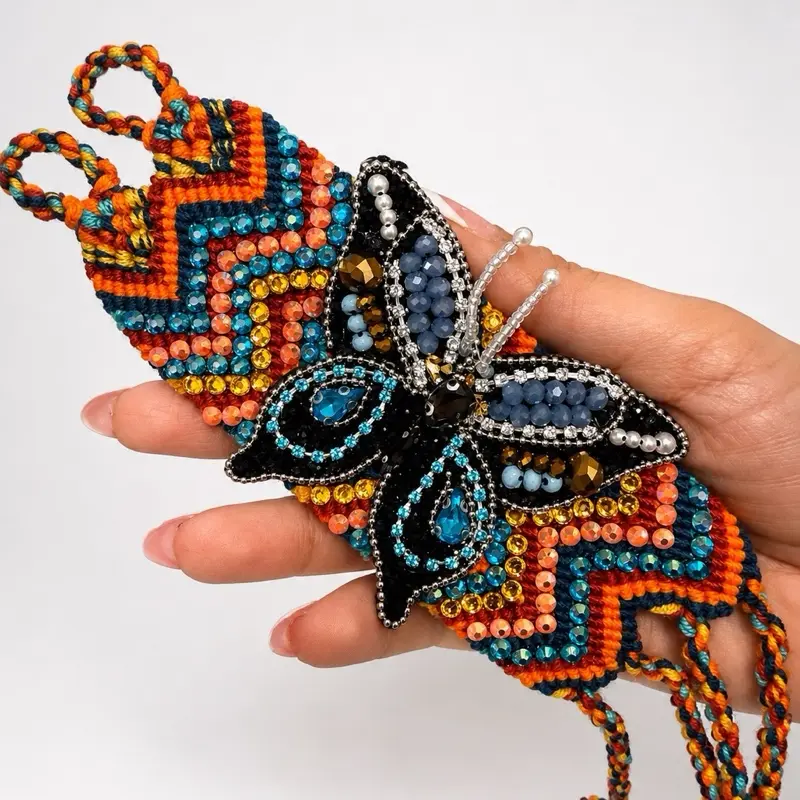 Handmade Crochet Bracelet – Colorful Boho Woven Jewelry