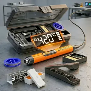 Digital LCD Soldering Iron Gun with Precise Temperature Control USB Corded Home DIY Tool Kit Including Portable Carrying Case for Soldering