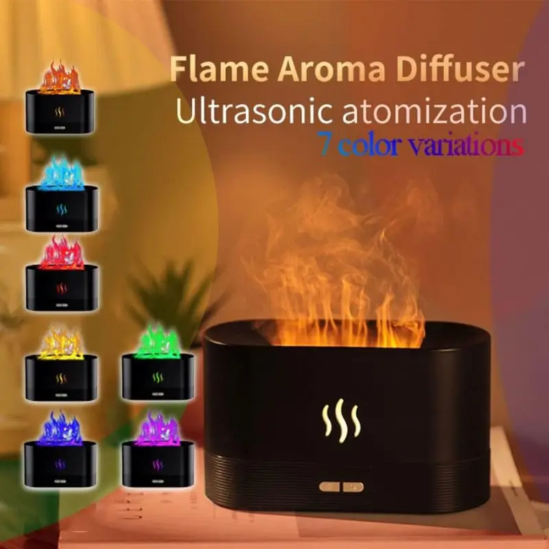 1 Piece USB Powered Portable Colorful Night Light Humidifier, Simulation Flame Humidifier with Seven Colors, Aroma Diffuser For Car & Home