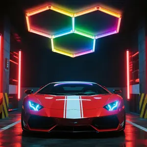3 Grid Hexagon LED Wall Lights - RGBW, Adjustable Light Color, Multi-Color Modes, Music-Activated, for Gym, Gaming Room, Party Decoration