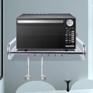 Microwave Oven Rack Stainless Steel Microwave Oven Shelf Wall-Mounted Kitchen Shelf Kitchen Shelves Counter Organiser Installation