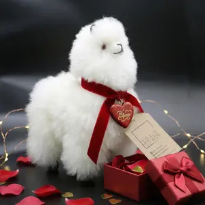 Valentine's Gift Alpaca Llama 9" Home Decor - Brown & White Crafted for Living Rooms & Bedrooms