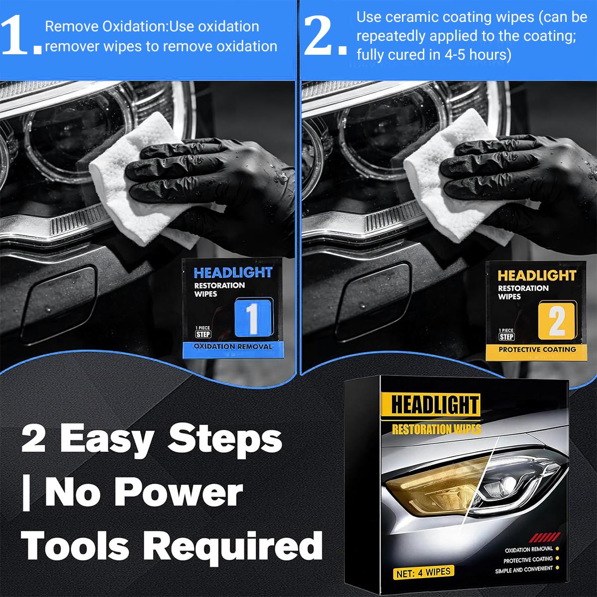 Ceramic Headlight Restoration Kit, DIY Easy Application, Waterproof Anti-Fouling Ceramic Coat, Remove Oxidation & Improve Visibility, Professional Detailer Pack for Car Headlights Windows，Automotive Tools