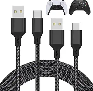 MENEEA 16.4FT Charger Charging Cable for PS5/ PS5 Pro/Xbox Series X/S Controller/for Switch Pro, Replacement USB Charging Cord Nylon Braided Type-C Ports Accessories for PS5/for Xbox Series X, Black xbox controller Console Smartphone Cellphone Electronic