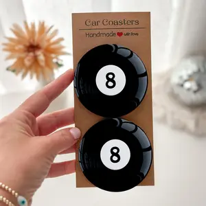 8# Billiard Pattern Rubber Cup Coasters, Decorate Your Desktop, Beautiful Packaging, Perfect Birthday Gift, Christmas Gift, New Year Gift