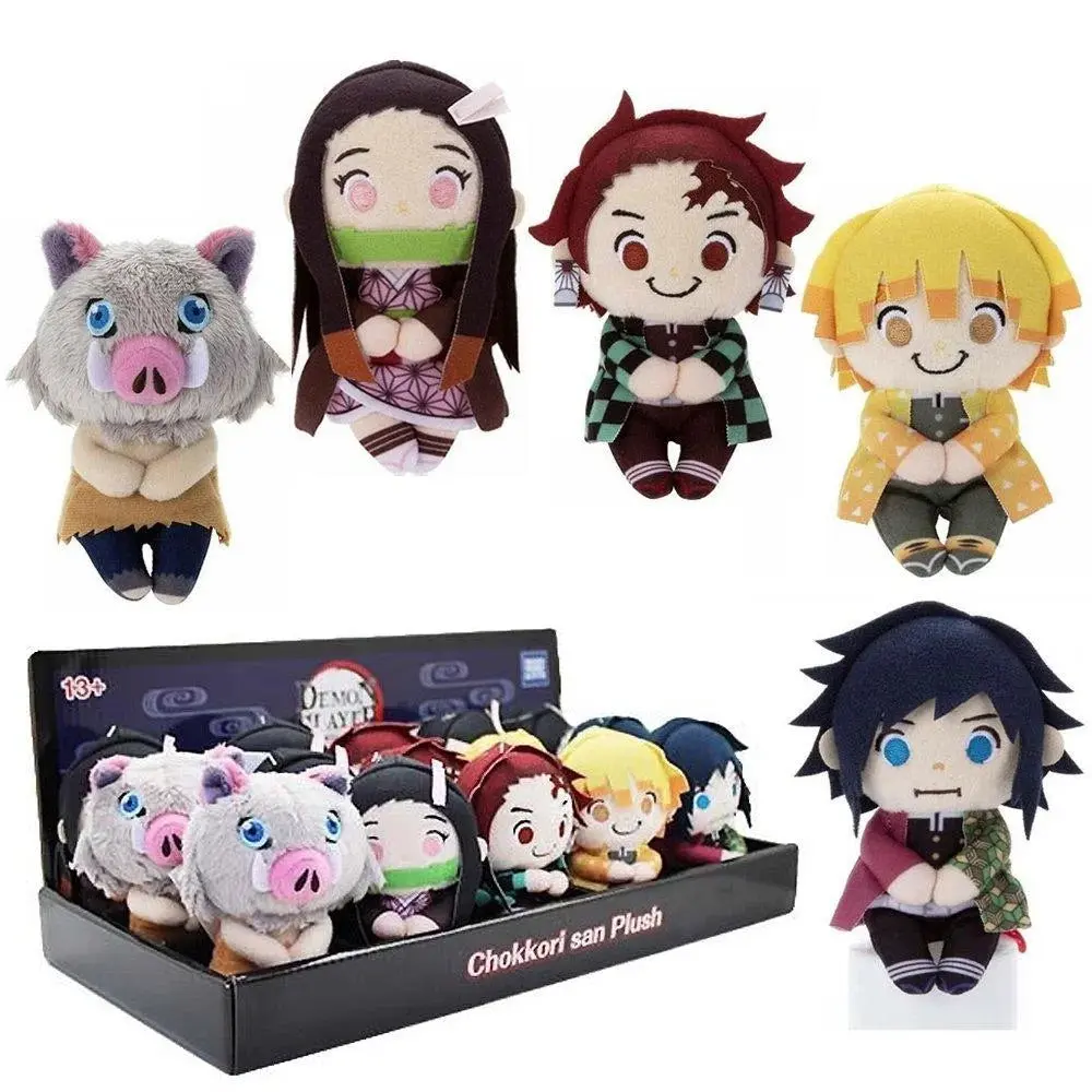 Increditoyz Bundled Set - Demon Slayer Chokkori san Mini Plush Complete 5-Character Set | Tanjiro Nezuko Zenitsu Inosuke Giyu