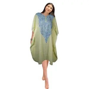 Beach Kimono Caftan Dress Cotton Embroidered Kaftan Dresses Oversized L-2X