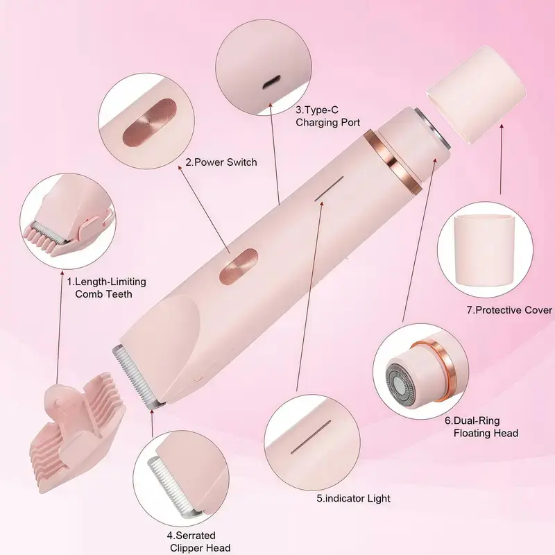 Women's Cordless Electric Shaver - 2-in-1 Facial & Body Hair Removal Tool with Ceramic Blades, IPX7 Waterproof, Titanium Build, Smooth Finish, Removable Parts, Actual Good Hair Remover, Self-Care Gift,back to school,back to school haul