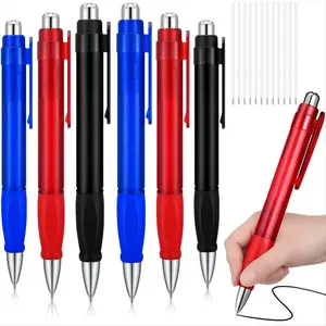 6 Pcs Big Pens Jumbo Pen Bulk with Refills Extra Large Ballpoint Pens Black Ink Fat Pens Giant Pen Oversize Retractable