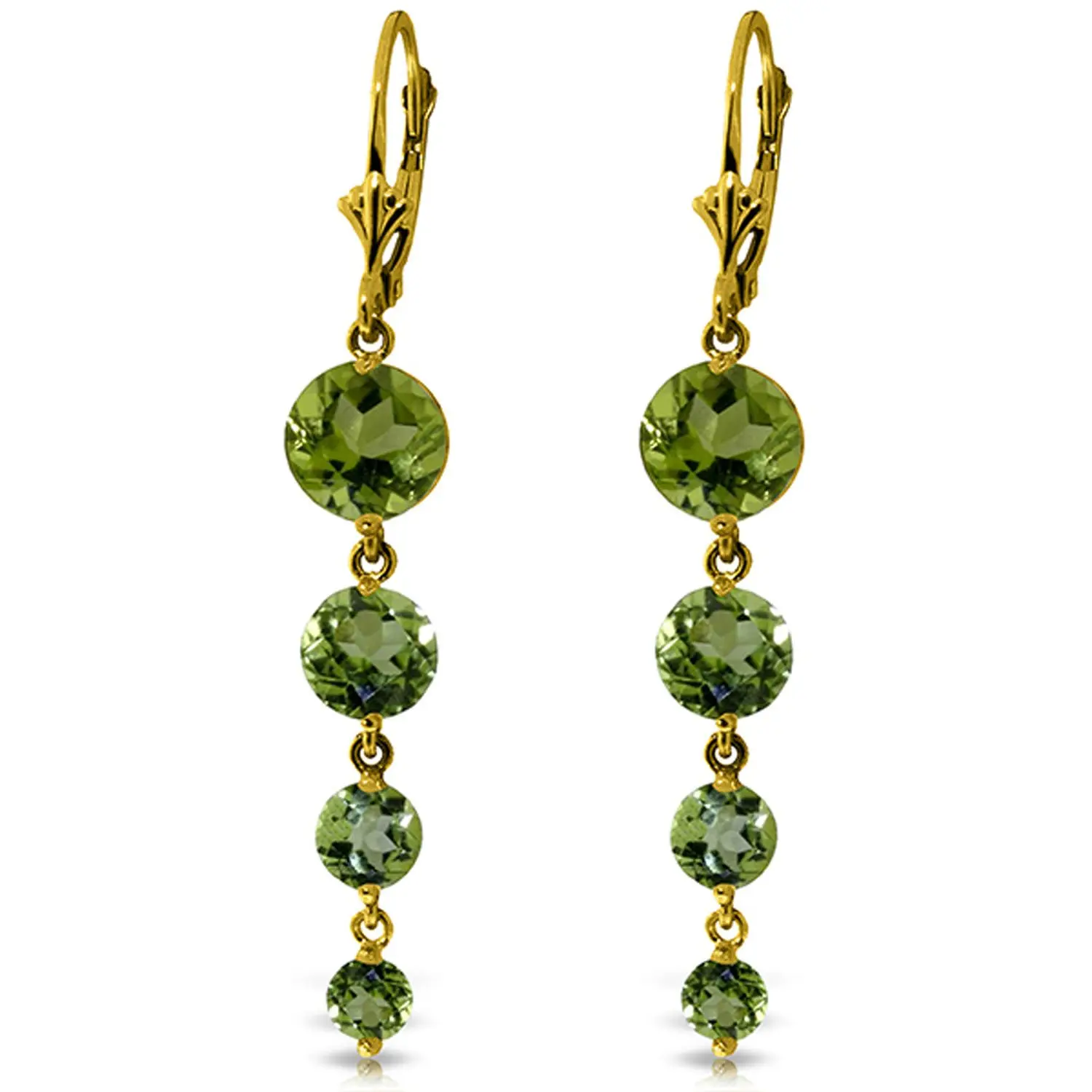 14k Yellow Gold Chandelier Earrings with Natural Peridots
