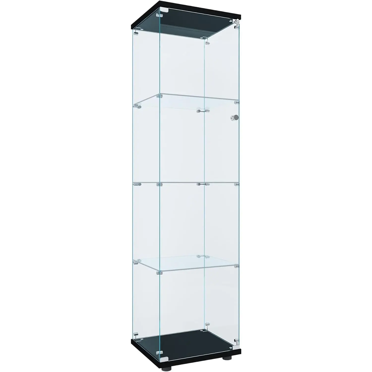 Curio Cabinet Glass Display Case for Collectibles with Door, 4 Display Shelves Showcase, 64.2"Hx16.9''Lx 14.6''W Black