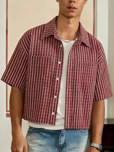 Men's Casual Plaid Checked Shirt, Perfect for Daily Wear, Ideal for Vacations and Outdoor Activities, Short Sleeve, Beach Vacation Friendly
