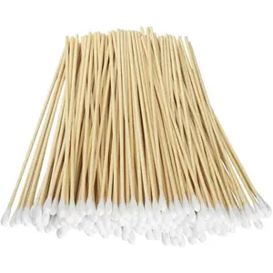 200 Pcs Count 6" Inch Long Cotton Swabs with Wooden Handles Cotton Tipped Applicator, Cleaning with Wood Handle for Oil Makeup Gun Applicators, Eye Ears Eyeshadow Brush and Remover Tool