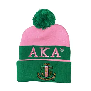 Alpha Kappa Alpha Embroidered Knit Beanie Hat