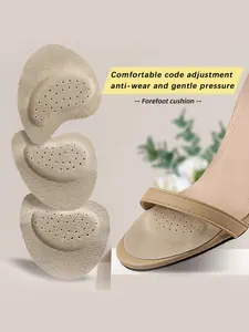 Women's Anti-Slip High Heel Shoe Pads, Travel-Friendly Leather Forefoot Cushions, 4-Piece Set, Casual Foot Care Stickers