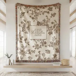 Toile monogram blanket personalized woven throw, last name floral throw for couch, personalized house warming gift, newly married,