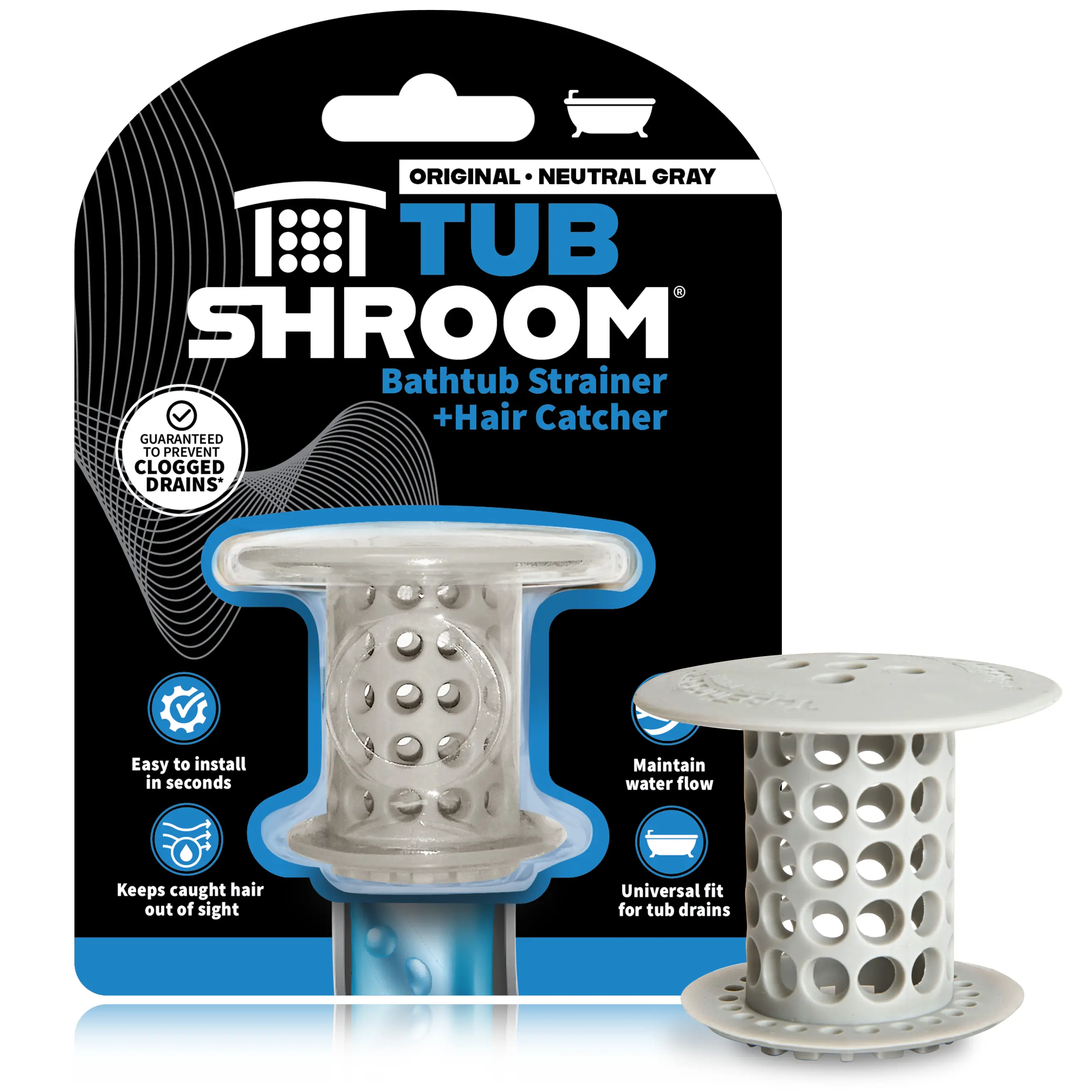 TubShroom Tub Hair Catcher Drain Protector for Bathtub Shower Pet Wipe Bathroom Organizer Bathroom Accessory