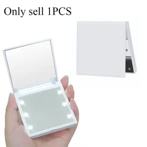 Portable Travel Mirror with LED Lights, Compact Makeup Mirror, Foldable Pocket Light, Perfect Gift for Women Handbag
