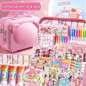 Girls Boys DIY Craft Kit with 3D Password Storage Box, Cream Glue, GuKa Stickers, Diary, Decor Accessories for Phone Case, Hair Decor & Resin Crafts, Waterproof Stickers for Water Bottle Laptop, Creative Gift for Kids Teens