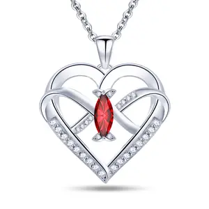 Emma Manor Heart Pendant Necklace 14k White Gold Plated 5A Cubic Zirconia Infinity Butterfly Jewelry for Women