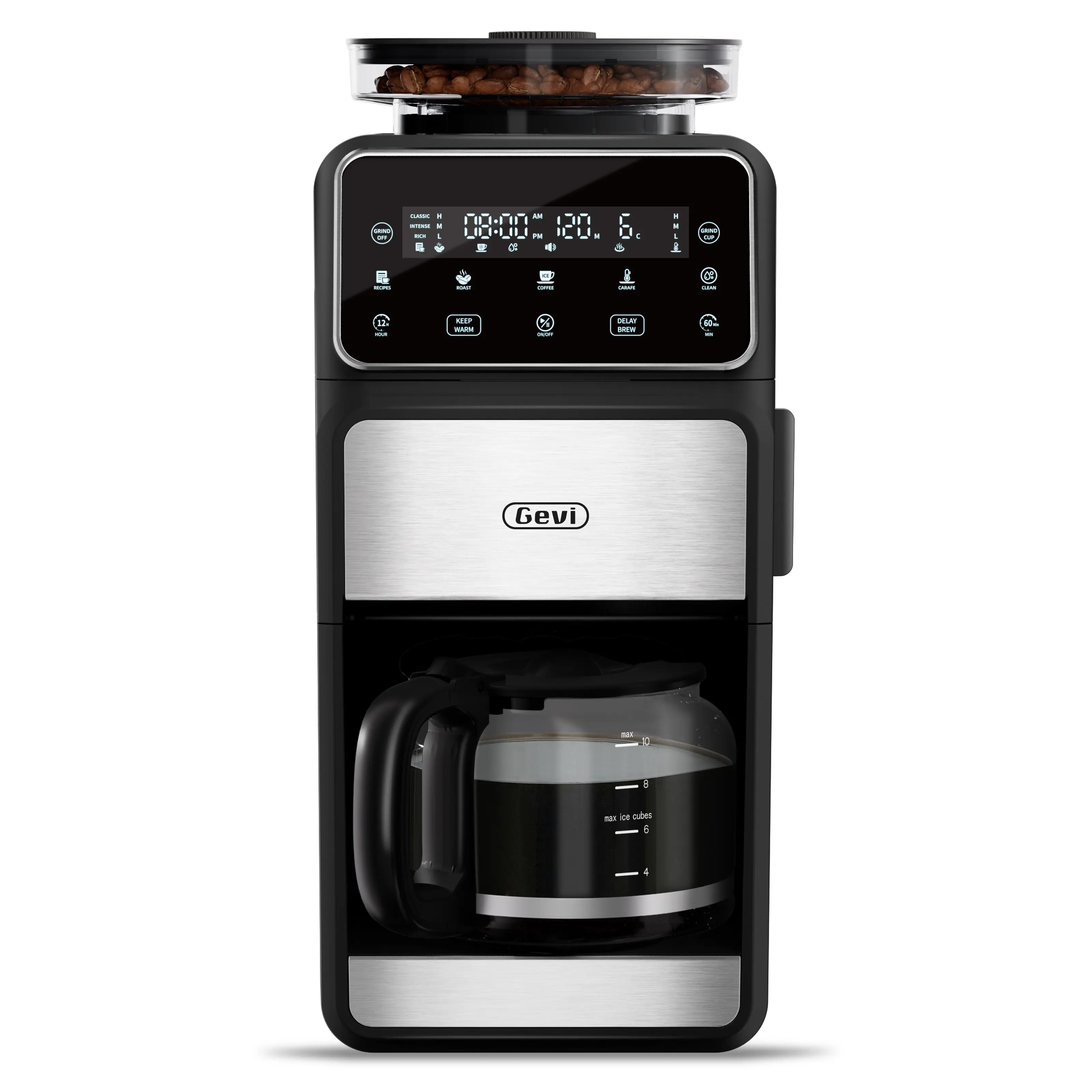 Gevi 10 Cup Drip Coffee Maker with Built-in Grinder, Grind ＆ Brew